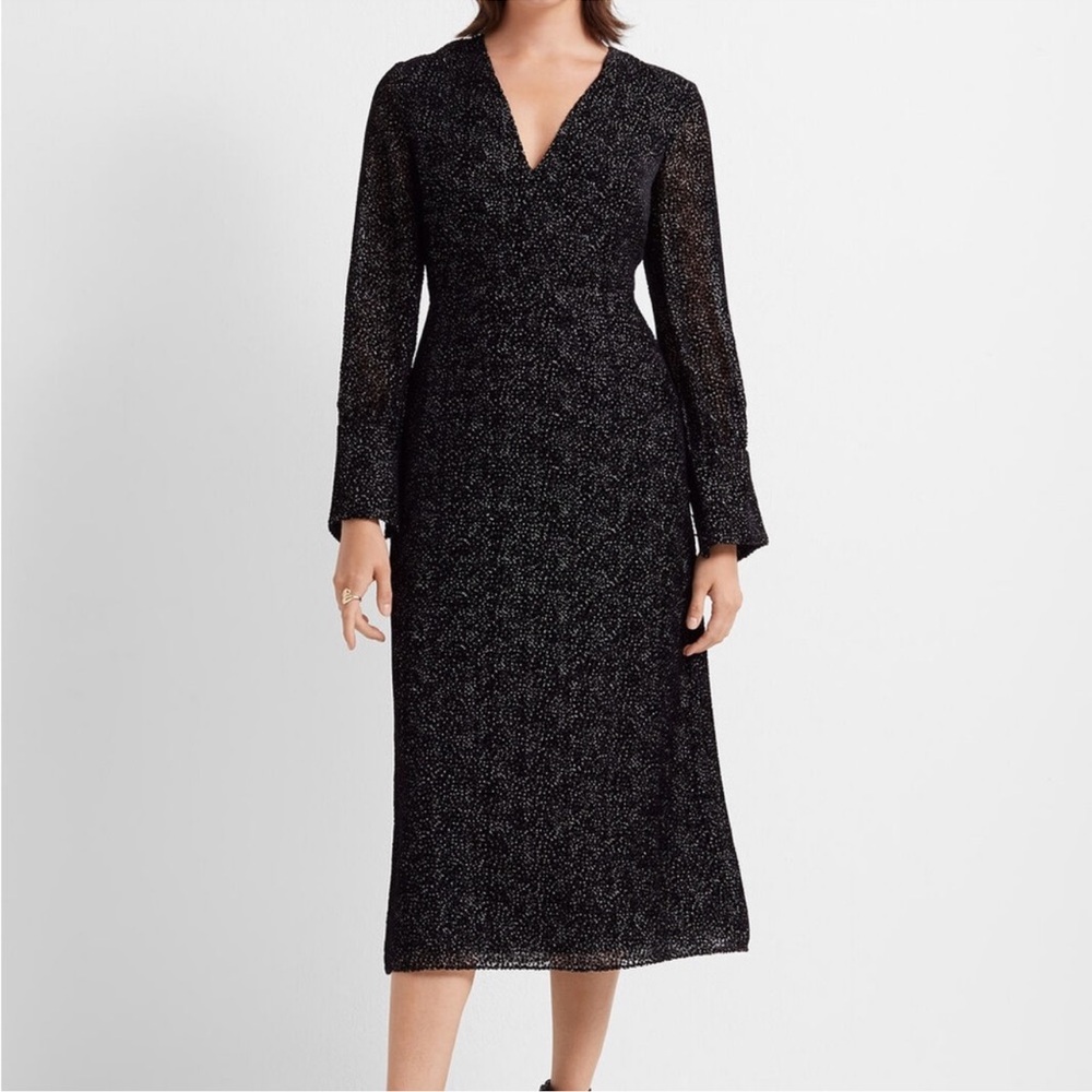 Club Monaco Deep V Burnout Velvet Midi Dress 4 New Cocktail Party Career